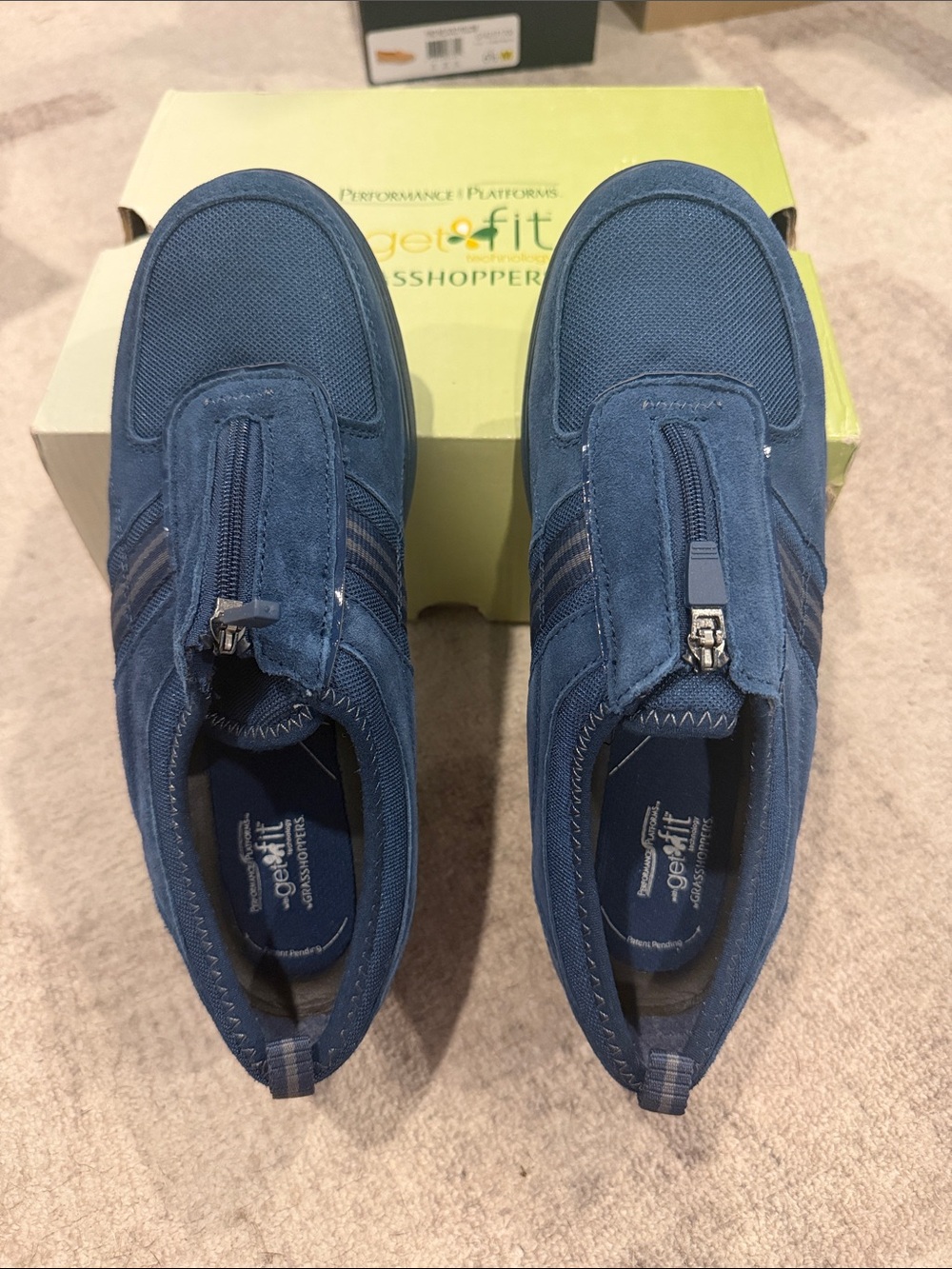 Grasshoppers Navy Blue Zip-Front Women's Slip-On Sneakers